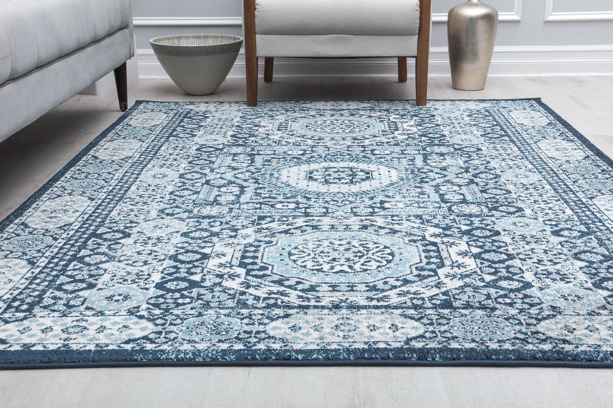 Harper HY60B Riviera Azure Abstract Vintage Blue Area Rug, 2'6" x 8'