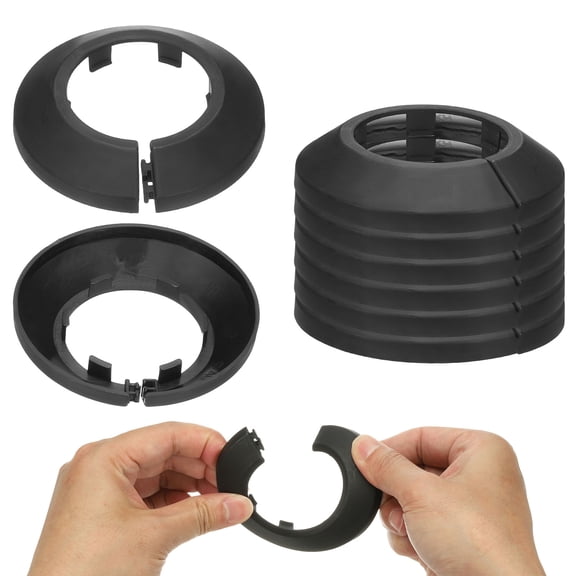 41.5mm Plumbing Cover Plates, 9 PCS Wall Split Flange Pipe Cover Decoration Escutcheon Plate Collar Flange Water Pipe Cover Decoration PP Plastic for Wall Pipe Tube Hole, Black