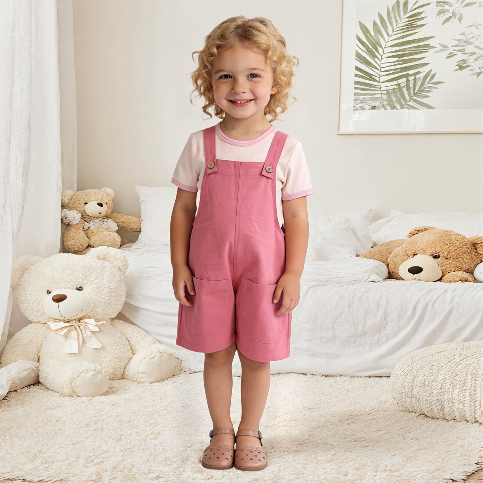 Ulitacool Girls Romper 3-4 Years Sleeveless Summer Newborn Onesies For Infant And Boys Round Neck Jumpsuit With Bunny Tail Handsome Wear Pink