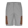 thumbnail image 5 of ctdiral Mens Linen Cargo Shorts Casual Loose Fit Button Work Shorts Summer Multi Pockets Beach Shorts Trendy Color Block Lounge Short Pants, 5 of 6