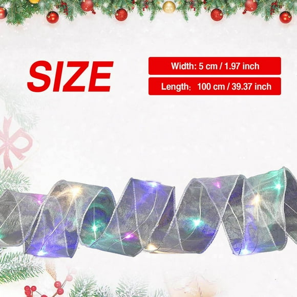 Christmas Ribbon Fairy Lights Christmas LED Lights Double Ribbon String Lights Christmas Tree Decoration Glowing Ribbon Pendant