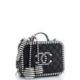 thumbnail image 2 of Pre-Owned Filigree Vanity Case Quilted Caviar with Striped Leather Large By Rebag, 2 of 8
