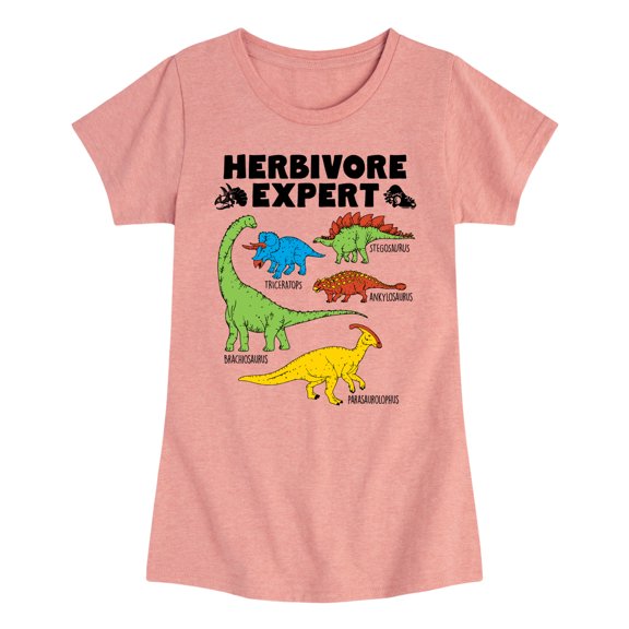 Instant Message - Dinosaur - Herbivore Expert - Toddler & Youth Girls Short Sleeve Graphic T-Shirt
