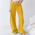 thumbnail image 5 of Stamzod Womens Wide Leg Sweatpants Solid Color Elastic Waist Baggy Pants with Pocket Casual Athletic Palazzo Pants for Women Yellow M, 5 of 9