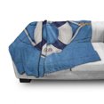thumbnail image 2 of Coastal Soft Flannel Fleece Throw Blanket, Welcome on Board Sign on Painted Timber Wall Tightened with Rope, Cozy Plush for Indoor and Outdoor Use, 50" x 60", Blue Navy Blue White, by Ambesonne, 2 of 5