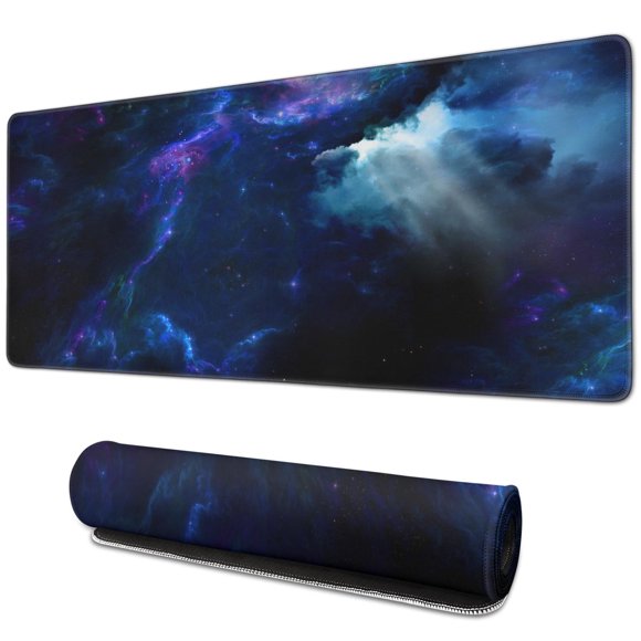 Revitalize Your Gaming Setup with our Large, Dazzling Galaxy Mouse Pad. Features a Non-Slip Rubber Base & Stitched Edges for Lasting Durability. Ideal as Keyboard & Desk Pad - 31.5x11.8in.