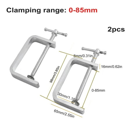 

2pcs 50-100mm Woodworking Clamp C-Clamp G-Clamp For Wood Plastic Drilling Fixing