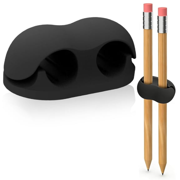 olkpmnmk Adhesive Pencil Holders for Desk, Wall Pencil Holder for Desk Organizer, Flexible Pen Holder, Sturdy Adhesive Soft Silicone Pen Holder for Classroom Teacher Essentials, Black