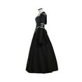 thumbnail image 4 of European Medieval Gothic Hooded Dress with Square Neckline Lace-Up Bell Sleeves Flared Skirt, 4 of 6
