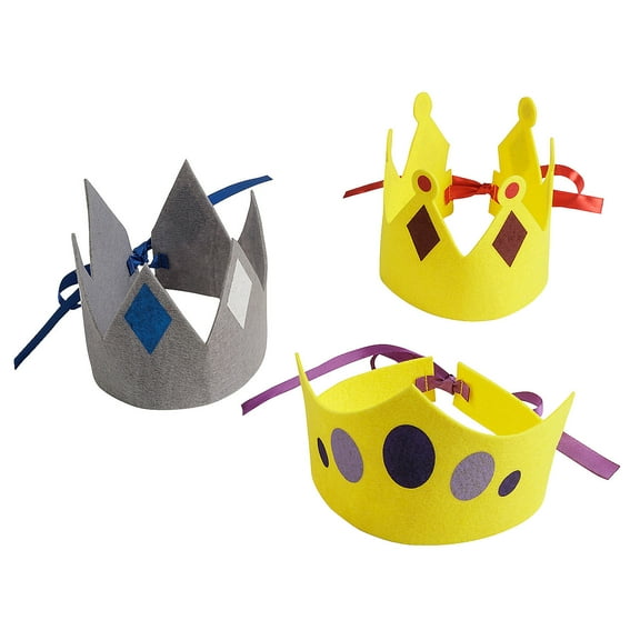 Fun Express 16" x 4 1/4" Nativity Wisemen Multicolor Tie-On Felt Crowns - 12 Pieces