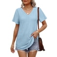 thumbnail image 2 of Camiseta OFEEFAN, talla grande, cuello en V, manga corta, corte holgado, 2 of 6