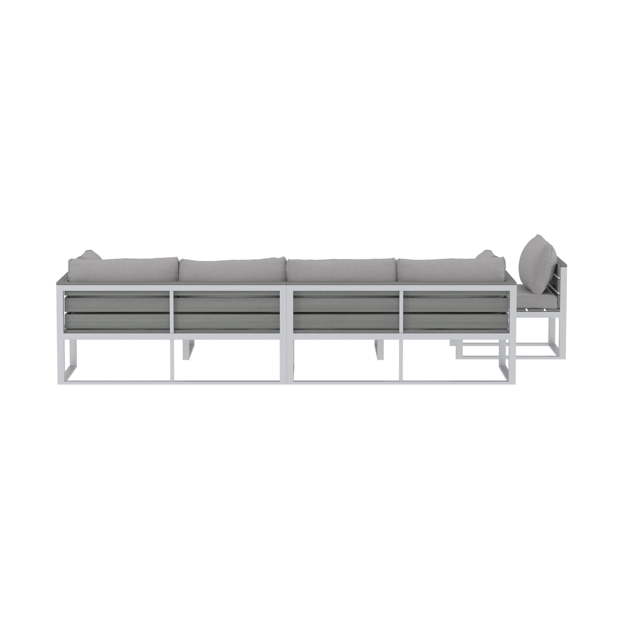 Walker Edison 4-Piece Aluminum Outdoor Patio Conversation Set with Cushions, Grey