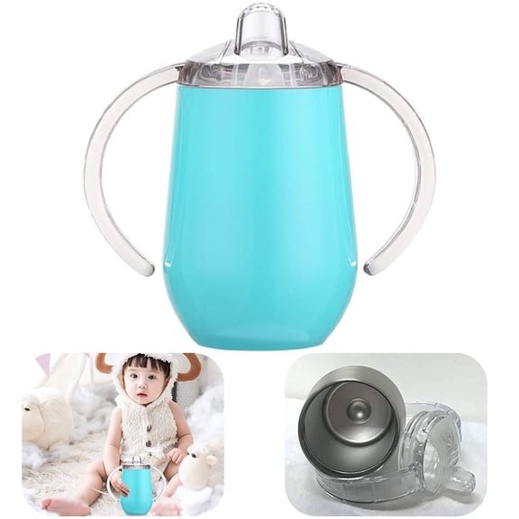 EIMELI Stainless Steel Thermos Cup With Sippy Children Double Wall Vacuum Insulated Tumbler 10 oz BPA Free Baby Mug Tumbler for Water and Milk Bottle