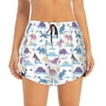 thumbnail image 2 of Goofa Dinosaur Printed Women 2 in 1 Running Shorts,Quick Dry Athletic Workout Shorts,High Waisted Athletic Shorts with Liner Pockets-Small, 2 of 9