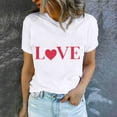 thumbnail image 5 of BLTIBY Valentine's Day Sweatshirts for Women Spring Summer Short Sleeve Crewneck Funny Love Heart Graphic Valentines Shirts Valentines Fashion Casual Pullover Tops White L, 5 of 5