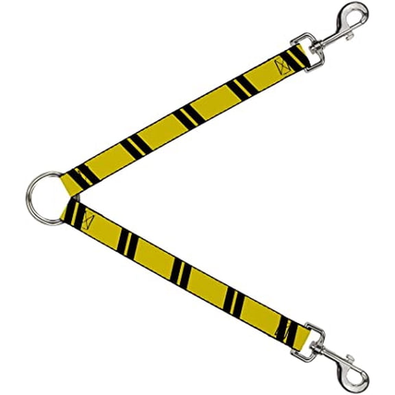 Dog Leash Splitter Hash Mark Stripe Double Gold Black 1 Foot Long 1 Inch Wide