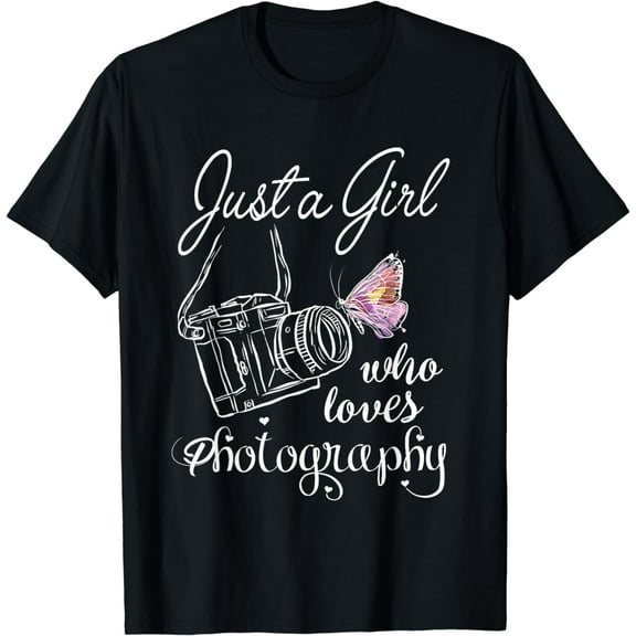t-shirt Just A Girl Who Loves Photography T-Shirt Photographer Gift mens,black,women,funny,journey,Crew Neck, Short Sleeve,printing