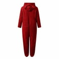 thumbnail image 6 of JGGSPWM Womens Fleece Onesie Pajamas Jumpsuit Warm Sherpa Romper Sleepwear Soft Comfy Zipper Hooded Playsuit Loungewear Red XXXXL, 6 of 6