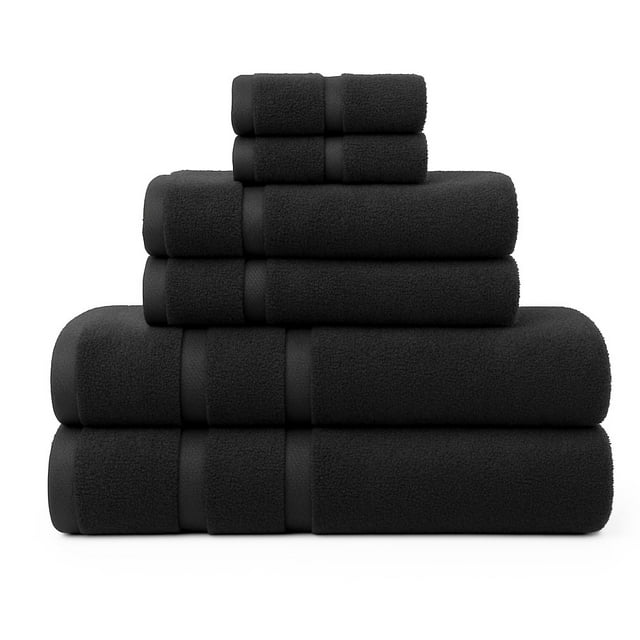 Juego de 6 Toallas de Microfibra Suaves y Absorbentes Negro | Cuerpo, Manos y Facial | Kyuden Home KYUDEN HOME Classy
