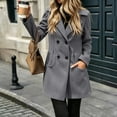 thumbnail image 5 of Cmfcve Womens Plus Size Hooded Coats Double‑Breasted Mid Length Overcoat Long Sleeve Casual Outerwear Jacket, 5 of 8