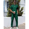 thumbnail image 6 of Men'S Quarter Zip Short Sleeve Top & Jogger Pants 2 Piece Outfit Dark Green XXL, 6 of 7