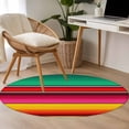 thumbnail image 4 of Mexican Style Round Area Rug 4Ft Washable Circle Rugs for Bedroom Dining Room, Colorful Mexico Stripes Green Red Pink Non-Slip Carpet Floor Mats Indoor Outdoor Carpet Runner Aesthetic Home Decor, 4 of 8