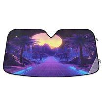 Yayeee Car Windshield Sun Shade Universal Fit Front Visor Protector, Blue Road