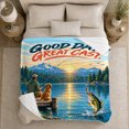 thumbnail image 5 of Good Day Great Cast Sunrise Bass Fishing Lakeside, Festive Pet Portrait Pattern, Warm Flannel Blanket for Cabin and Lodge, Dog Lovers person's Day Gift, Pet Lover Home Decor, 5 of 9