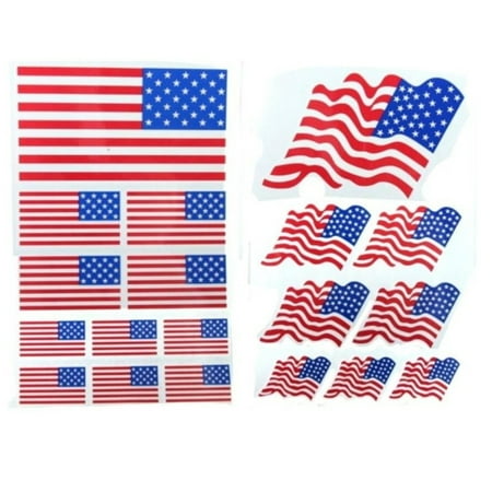 Pack Laser Stickers Flag Design - American Flag Tattoos 2 Packs Stickers 19 Flag Tattoos USA Flag Temporary Tattoo 2p Set