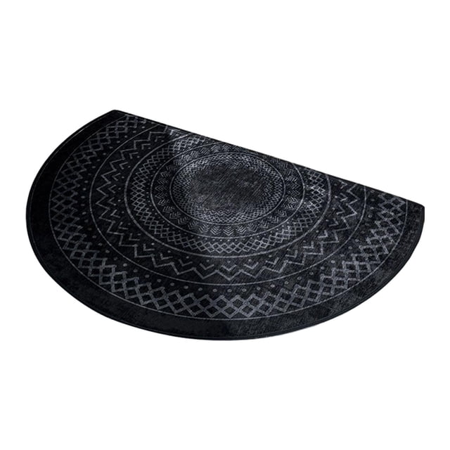 Tapis de Porte Antidérapant Demi-Cercle Séchage Rapide Demi-Rond Intérieur Tapis de Porte d'Entrée Noir 50x80 cm