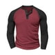 thumbnail image 2 of Blusas y camisas de manga larga y cuello redondo para hombre, blusas casuales de color liso con botones y cuello redondo, blusas de poliéster para hombre, 2 of 4