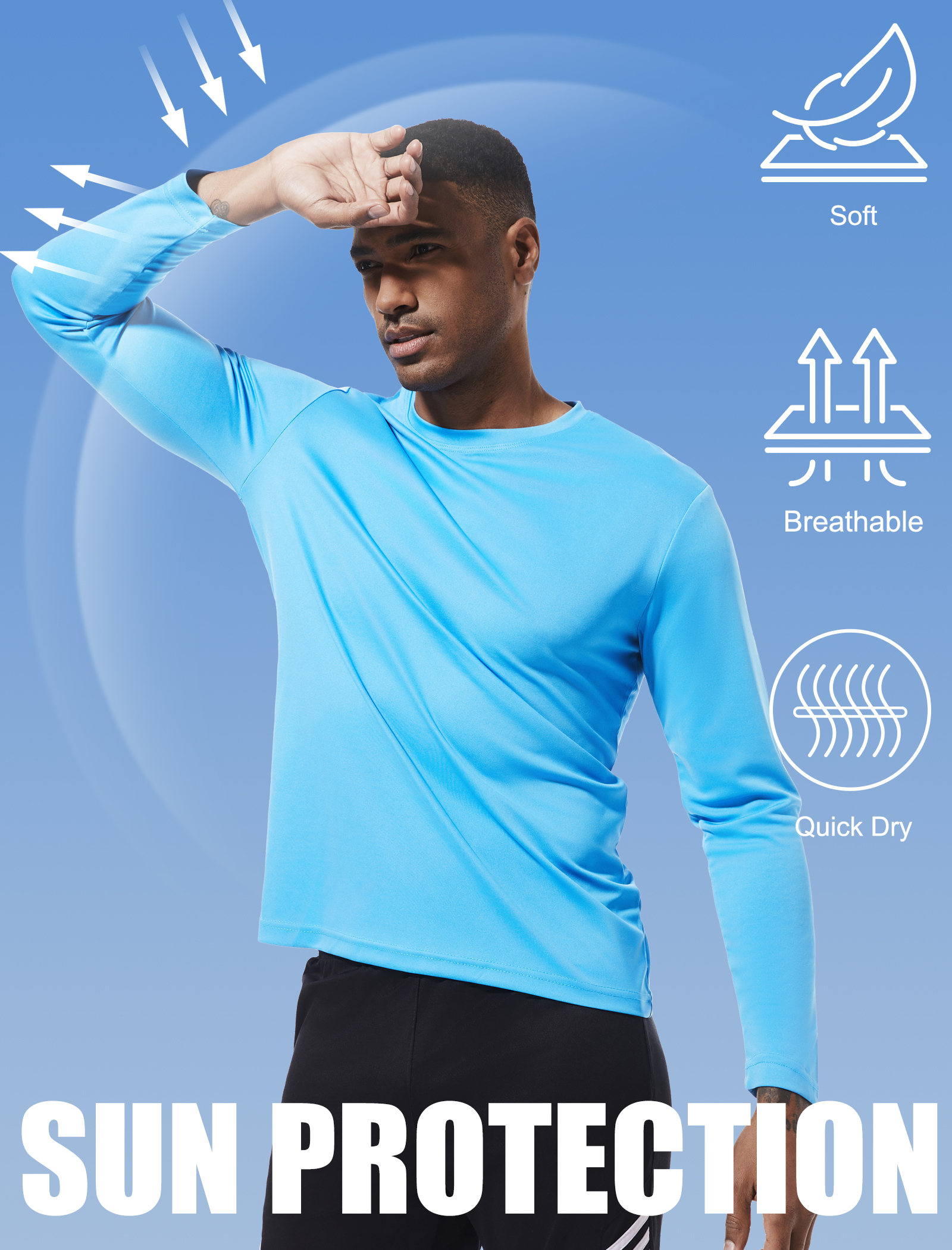 TELALEO Men's Long Sleeve Moisture-Wicking Tee, 5-Pack photo 4