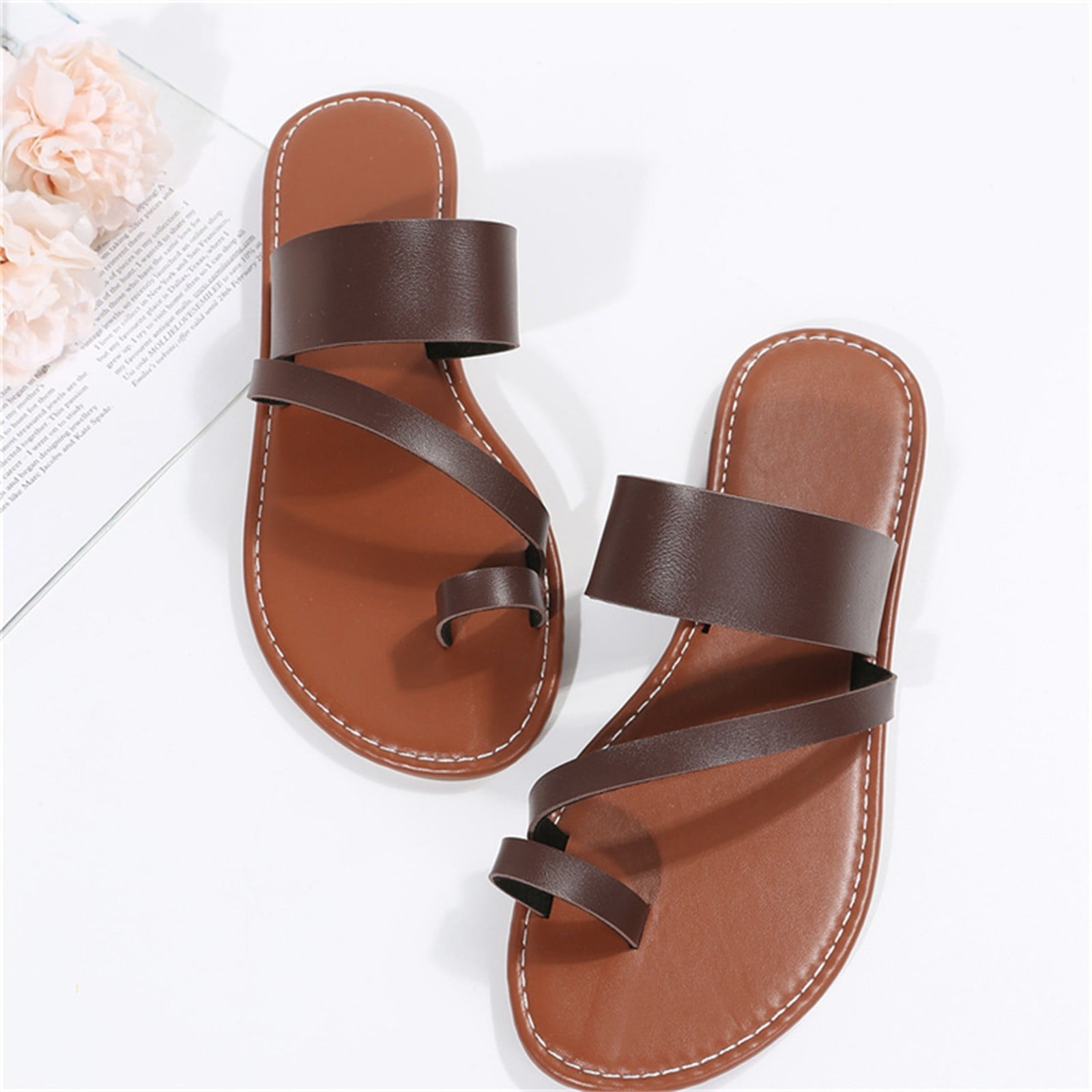 ★AIchaaanshop★ CAICJ98 Walking Shoes Women Women's Strappy Ankle Wrap Buckle