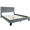 thumbnail image 6 of Castle Place Elegant Velvet Upholstered King Platform Bed, Light Grey, 6 of 8