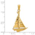 thumbnail image 7 of 14k Yellow Gold 3D Polished Sailboat Charm Pendant, 7 of 7