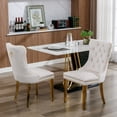 thumbnail image 4 of Glavbiku Modern High End Velvet Dining Chair Set of 2,Dining Room Rivets Chairs with Gold Legs,Beige, 4 of 12
