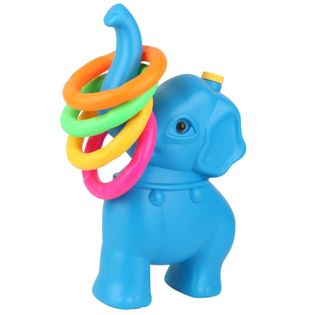 juego de juguetes de plástico para lanzar aros, divertido juego interactivo para niños, para exteriores y hogar (estilo elefante azul).
