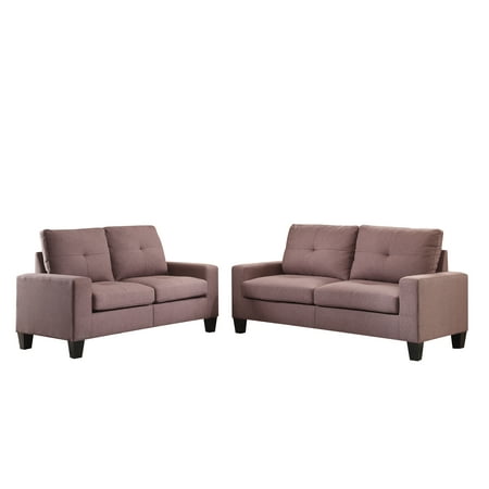 Armless 2 Seat Sofa - ACME Platinum II Sofa & Loveseat, Chocolate Linen