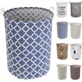 thumbnail image 1 of 17.7" Laundry Hamper, Collapsible Storage Basket With Easy Carry Handles, Waterproof Round Cotton Linen, for Baby Products, Toys, Bedroom Hamper, 1 of 3