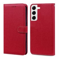 Wallet Case for Samsung Galaxy S21 with Wrist Strap Kickstand Magnetic Card Slots Phone Cover for Samsung Galaxy S21 (6.2 Inch),Red