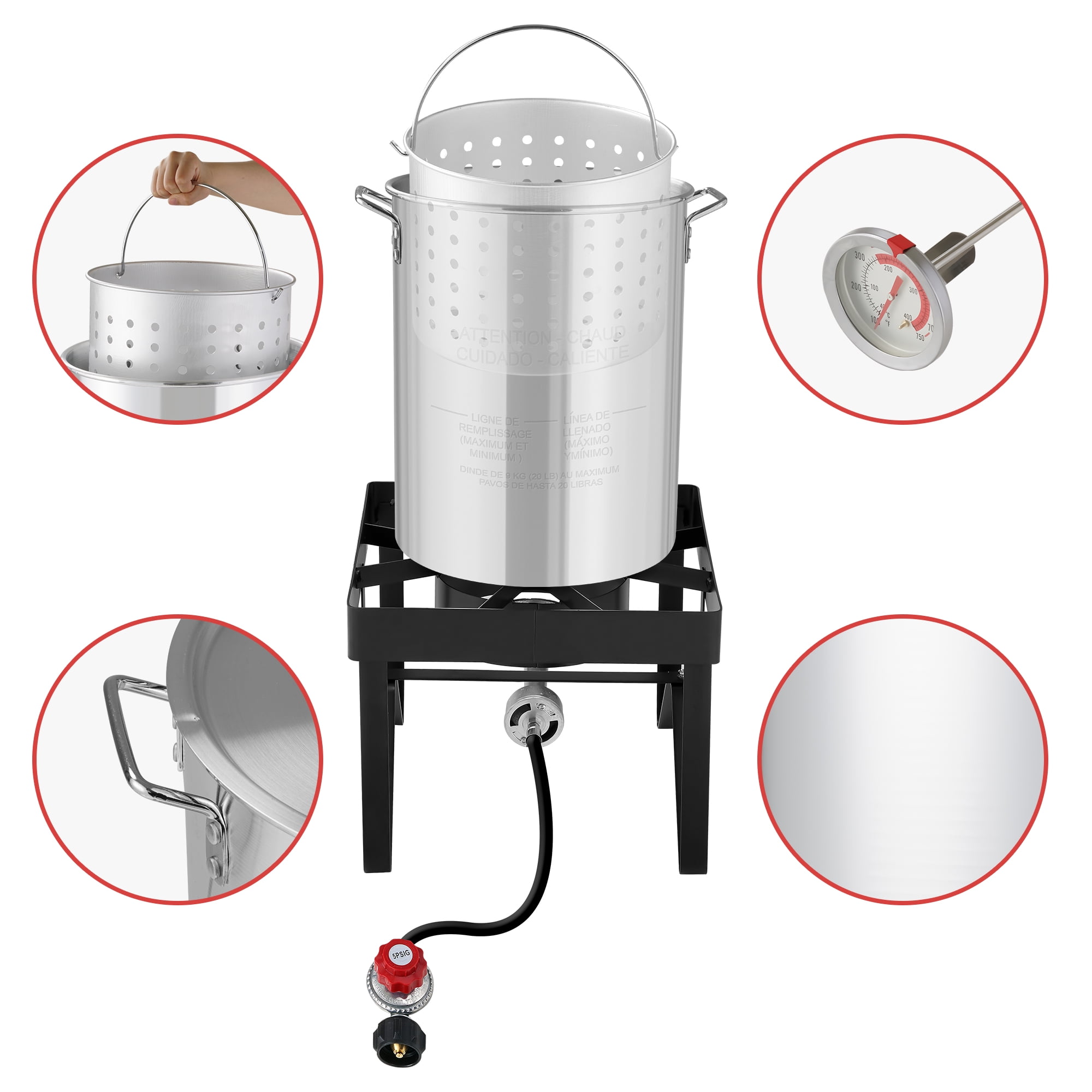 AiYCHEN Propane Outdoor Turkey Fryer, 30 & 10 Quart Aluminum Seafood