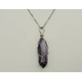 thumbnail image 3 of Natural Handmade Crystal Necklace Silver Tone Agate, Purple Agate,, 3 of 9