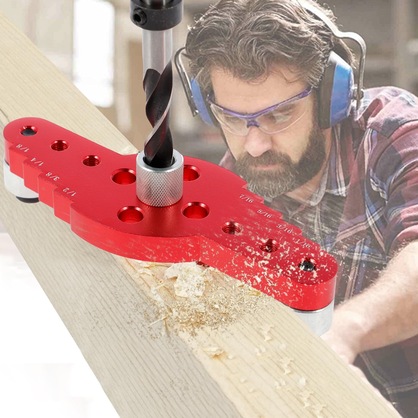 Self Centering Scriber Dowel Jig Kit Aluminum Alloy Vertical Hole Drilling Jig Precise Wood Dowel Drill Guide 2 in 1 Punching Hole Locator with Wood Dowel Pin for Woodworking Drilling