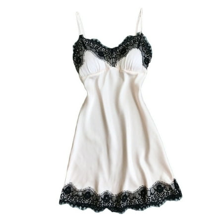Mrat Summer Pajamas for Women 2024 Women Lace Lingerie Nightwear Underwear Robe Sleepwear Dress S-15 White XXL