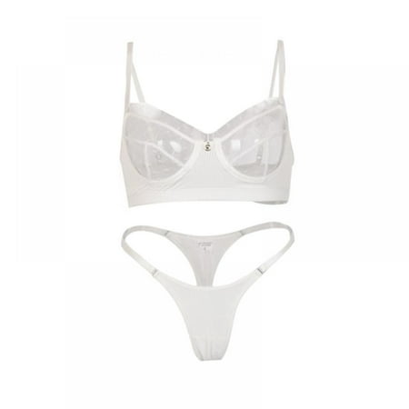

Monfince Women s Lace Solid Cut Out Two Piece Underwire Lingerie Set White S