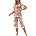 thumbnail image 4 of MINTREUS Womens Pajamas Short Sleeve Sleepwear Tops and Capri Pants Pjs Print Pajama Sets S-2XL, 4 of 7