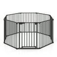 thumbnail image 1 of Gymax 8-Panel Adjustable Pet Safety Fence w/Auto-close Door & Double Locking System Black, 1 of 10