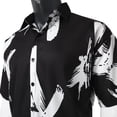 thumbnail image 4 of Camisas Hombre Vestir Camisa de seda de hielo de verano para hombre Camisa de manga corta suelta informal de mangas Wind Design Sense (Black, M), 4 of 7
