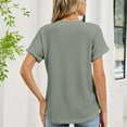 thumbnail image 6 of Women causal Tops Sawvnm Women's Solid Color Pocket Blouses Short Sleeve V-Neck Pullover Casual Fashionable Top Gifts for Women Green XL, 6 of 7