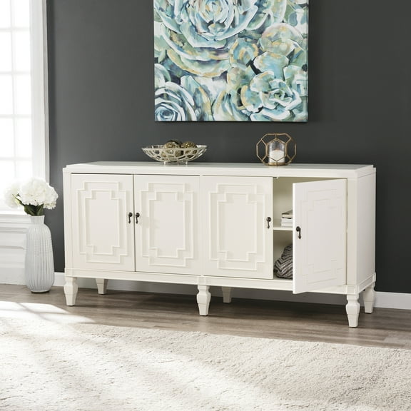 SEI Furniture Tropman Low Profile Accent Cabinet in Antique White